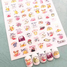 Load image into Gallery viewer, 1 PC Cute Bear Animals Design Self Adhesive Back Glue Decal Stamping DIY Decoration Tools Nail Stickers TSC 186