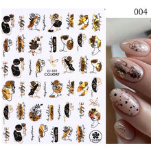 Load image into Gallery viewer, 1 Pc 3D Nail Stickers Leaves Sliders for Nails Gold White Bronzing Flowers Gradient Adhesive Sticker Nail Design Art Decorations