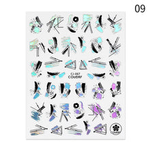 Load image into Gallery viewer, 1 Pc 3D Nail Stickers Leaves Sliders for Nails Gold White Bronzing Flowers Gradient Adhesive Sticker Nail Design Art Decorations