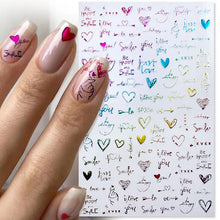 Load image into Gallery viewer, 1 Pc 3D Nail Stickers Leaves Sliders for Nails Gold White Bronzing Flowers Gradient Adhesive Sticker Nail Design Art Decorations