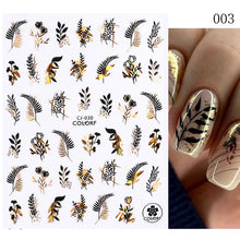 Load image into Gallery viewer, 1 Pc 3D Nail Stickers Leaves Sliders for Nails Gold White Bronzing Flowers Gradient Adhesive Sticker Nail Design Art Decorations