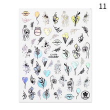 Load image into Gallery viewer, 1 Pc 3D Nail Stickers Leaves Sliders for Nails Gold White Bronzing Flowers Gradient Adhesive Sticker Nail Design Art Decorations