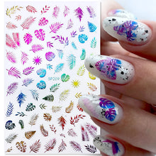 Load image into Gallery viewer, 1 Pc 3D Nail Stickers Leaves Sliders for Nails Gold White Bronzing Flowers Gradient Adhesive Sticker Nail Design Art Decorations