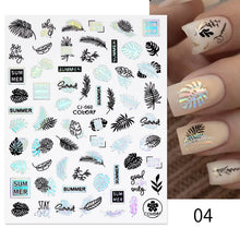 Load image into Gallery viewer, 1 Pc 3D Nail Stickers Leaves Sliders for Nails Gold White Bronzing Flowers Gradient Adhesive Sticker Nail Design Art Decorations
