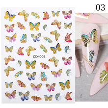 Load image into Gallery viewer, 1 Pc 3D Nail Stickers Leaves Sliders for Nails Gold White Bronzing Flowers Gradient Adhesive Sticker Nail Design Art Decorations