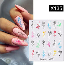 Load image into Gallery viewer, 1 Pc 3D Nail Stickers Leaves Sliders for Nails Gold White Bronzing Flowers Gradient Adhesive Sticker Nail Design Art Decorations