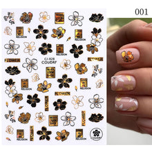 Load image into Gallery viewer, 1 Pc 3D Nail Stickers Leaves Sliders for Nails Gold White Bronzing Flowers Gradient Adhesive Sticker Nail Design Art Decorations