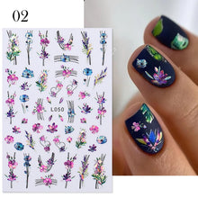 Load image into Gallery viewer, 1 Pc 3D Nail Stickers Leaves Sliders for Nails Gold White Bronzing Flowers Gradient Adhesive Sticker Nail Design Art Decorations