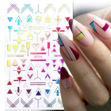 Load image into Gallery viewer, 1 Pc 3D Nail Stickers Leaves Sliders for Nails Gold White Bronzing Flowers Gradient Adhesive Sticker Nail Design Art Decorations