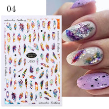 Load image into Gallery viewer, 1 Pc 3D Nail Stickers Leaves Sliders for Nails Gold White Bronzing Flowers Gradient Adhesive Sticker Nail Design Art Decorations