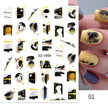 Load image into Gallery viewer, 1 Pc 3D Nail Stickers Leaves Sliders for Nails Gold White Bronzing Flowers Gradient Adhesive Sticker Nail Design Art Decorations