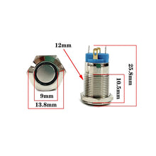 Load image into Gallery viewer, 12/16/19/22mm Waterproof Metal Push Button Switch LED Light Momentary Latching Car Engine Power Switch 5V 12V 24V 220V Red Blue