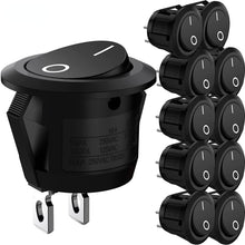 Load image into Gallery viewer, 10Pcs SPST Snap-in Switch ON Off 2 Pin Round Rocker Boat Switch AC 250V 6A 125V 10A for Car Auto Boat Household Appliances