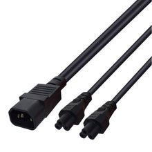 Load image into Gallery viewer, 0.3M/0.9FT IEC320 C14 TO 2*C5 power cable cord,C14 3 prong male to double 3 hole C5 female Adapter Cable