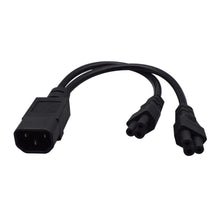 Load image into Gallery viewer, 0.3M/0.9FT IEC320 C14 TO 2*C5 power cable cord,C14 3 prong male to double 3 hole C5 female Adapter Cable