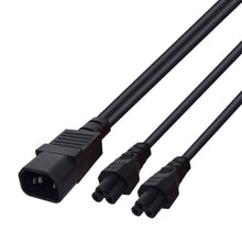 Load image into Gallery viewer, 0.3M/0.9FT IEC320 C14 TO 2*C5 power cable cord,C14 3 prong male to double 3 hole C5 female Adapter Cable