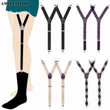 Load image into Gallery viewer, 1 Pair Men Shirt Stay Adjustable Shirts Holder Y Shape Leg Thigh Suspender with Non-slip Locking Clips Men Tucker Garters Strap