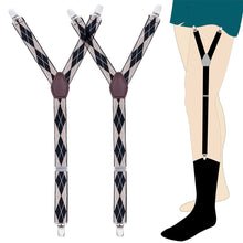 Load image into Gallery viewer, 1 Pair Men Shirt Stay Adjustable Shirts Holder Y Shape Leg Thigh Suspender with Non-slip Locking Clips Men Tucker Garters Strap