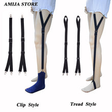 Load image into Gallery viewer, 1 Pair Men Shirt Stay Adjustable Shirts Holder Y Shape Leg Thigh Suspender with Non-slip Locking Clips Men Tucker Garters Strap