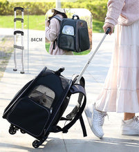 Load image into Gallery viewer, Grey Expandabale And Portable Rod Cat Dog'S Case On Wheel Breathable Pet Carrier Bag Outdoor Travel Backpack Fa0984