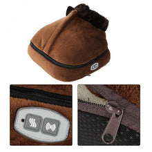 Load image into Gallery viewer, UK Plug Electric Heated Foot Warmer Cosy Unisex Velvet Feet Heated Massager Big Slipper Shoes Fa1909