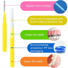 Load image into Gallery viewer, Blue 60pcs L Shaped Interdental Brush Floss Interdental Cleaners Orthodontic Dental Teeth Brush Toothpick Oral Care Tool