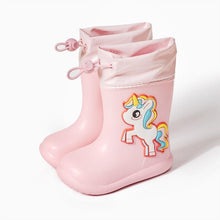 Load image into Gallery viewer, Pink Unicorn 180Cartoon Unicorn Dinosaur Children Rain Boots Lace Up Eva Soft Boys Girls Rain Shoes Light Waterproof Non Slip Kids Rainboots