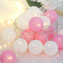 Load image into Gallery viewer, 20 LED Cotton Ball Garland String Lights Christmas Fairy Lighting Strings for Outdoor Holiday Wedding Xmas Party Home Decoration