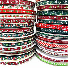 Load image into Gallery viewer, 5 Yards 10mm Christmas Ribbon Printed Grosgrain Ribbons for Gift Wrapping Wedding Decoration Hair Bows DIY