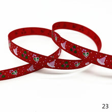 Load image into Gallery viewer, 5 Yards 10mm Christmas Ribbon Printed Grosgrain Ribbons for Gift Wrapping Wedding Decoration Hair Bows DIY