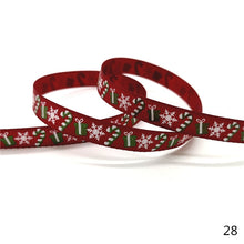 Load image into Gallery viewer, 5 Yards 10mm Christmas Ribbon Printed Grosgrain Ribbons for Gift Wrapping Wedding Decoration Hair Bows DIY