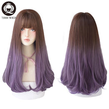 Load image into Gallery viewer, Layer Blue Brown Black LOLITA Wigs With Bangs Long Straight Omber Purple Noble Wigs For Women Fashion Cosplay Wig