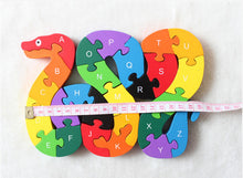 Load image into Gallery viewer, Wood Splicing Snake Puzzle Puzzle Puzzle Wooden Wooden Toy Assembled Numbers Cognitive English Letters Early Childhood Education