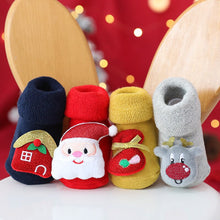 Load image into Gallery viewer, Baby Christmas Socks Winter Thick Terry Socks For Newborn Cartoon Santa Elk Anti Slip Floor Socks Keep Warm Kids Boys Girls Sock