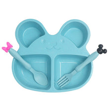 Load image into Gallery viewer, Children Cute Cartoon Bear Tableware Set Wheat Straw Baby Dinner Plate Feeding Dishes Toddler Training Bowl Spoon Fork for Kids