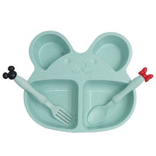 Load image into Gallery viewer, Children Cute Cartoon Bear Tableware Set Wheat Straw Baby Dinner Plate Feeding Dishes Toddler Training Bowl Spoon Fork for Kids
