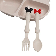 Load image into Gallery viewer, Children Cute Cartoon Bear Tableware Set Wheat Straw Baby Dinner Plate Feeding Dishes Toddler Training Bowl Spoon Fork for Kids