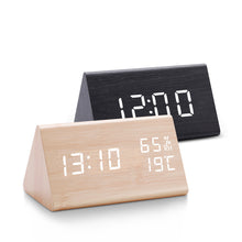 Load image into Gallery viewer, Digital Clock LED Wooden Alarm Clock Table Sound Control Electronic Clocks Desktop USB/AAA Powered Desperadoes Home Table Decor