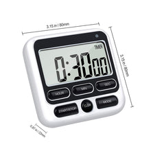 Load image into Gallery viewer, Digital Screen Kitchen Timer Large Display Digital Timer Square Cooking Count Up Countdown Alarm Clock Sleep Stopwatch Clock