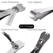 Load image into Gallery viewer, Fishing Quick Knot Tools Stainless Steel Pliers Nipper Line Cutter Clipper Hook Eye Cleaner Hook Sharpener Fly Tying Tool Tackle