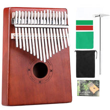 Load image into Gallery viewer, 17 Keys Bull Kalimba Thumb Paino Made By Solid Mahogany Portable Mbira Sanza African Wood Finger Piano