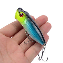 Load image into Gallery viewer, 1pcs Fishing Lures 6.5cm/12g Topwater Popper Bait 5 Color Hard Bait Artificial Wobblers Plastic Fishing Tackle With 6# Hooks
