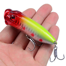 Load image into Gallery viewer, 1pcs Fishing Lures 6.5cm/12g Topwater Popper Bait 5 Color Hard Bait Artificial Wobblers Plastic Fishing Tackle With 6# Hooks