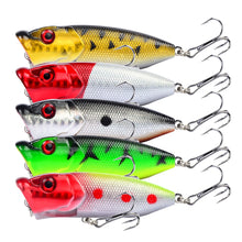 Load image into Gallery viewer, 1pcs Fishing Lures 6.5cm/12g Topwater Popper Bait 5 Color Hard Bait Artificial Wobblers Plastic Fishing Tackle With 6# Hooks