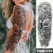 Load image into Gallery viewer, Large Arm Sleeve Tattoo Lion Crown King Rose Waterproof Temporary Tatoo Sticker Wild Wolf Tiger Men Full Skull Totem Tatto