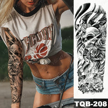Load image into Gallery viewer, Large Arm Sleeve Tattoo Lion Crown King Rose Waterproof Temporary Tatoo Sticker Wild Wolf Tiger Men Full Skull Totem Tatto