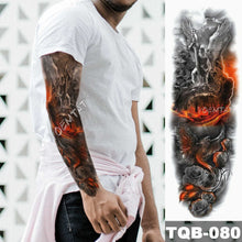 Load image into Gallery viewer, Large Arm Sleeve Tattoo Lion Crown King Rose Waterproof Temporary Tatoo Sticker Wild Wolf Tiger Men Full Skull Totem Tatto