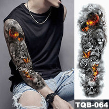 Load image into Gallery viewer, Large Arm Sleeve Tattoo Lion Crown King Rose Waterproof Temporary Tatoo Sticker Wild Wolf Tiger Men Full Skull Totem Tatto