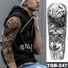 Load image into Gallery viewer, Large Arm Sleeve Tattoo Lion Crown King Rose Waterproof Temporary Tatoo Sticker Wild Wolf Tiger Men Full Skull Totem Tatto