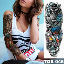 Load image into Gallery viewer, Large Arm Sleeve Tattoo Lion Crown King Rose Waterproof Temporary Tatoo Sticker Wild Wolf Tiger Men Full Skull Totem Tatto